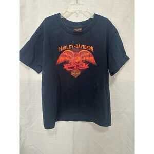 Harley Davidson Shirt Boys Medium? Black Ohio Motorcycle Kids Youth Eagle Print